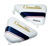 Per Norton Commando Roadster 850 Bianco Pannello Laterale Blu & Rosso Righe