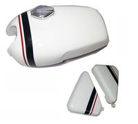 Per Norton Commando Roadster Rosso Righe Carburante Serbatoio + Cap & Laterale