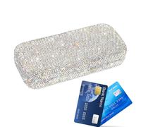 per Occhiali da Donna - Supporto Lucido con Strass, con Chiusura A Scatto | per Riporre Gli Interni 'Auto, Proteggere Le Carte delle Ricevute, Organizzare Le Patenti di Guida, AC