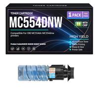 Per OKI MC554dn MC554dnw Cartucce toner con chip Alta capacità | Compatibili con MC554dn Nero Ciano Giallo Magenta 842835 842836 842837 842838 Stampanti,Cyan-MC554dnw