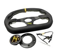 Per OMP D tipo 13" 320mm volante sportivo volante in vera pelle volante cucito a mano linea rossa volante piatto da corsa (colore: linea gialla)