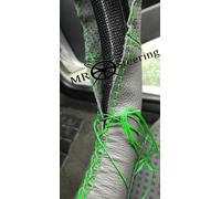 Per Opel Astra F 91 + Grigio Bicolore Copertura Del Volante IN Pelle Verde Punto