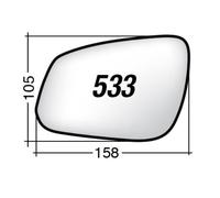 Per Opel Karl da 2015 Vetro di Ricambio Sx per Specchio Retrovisore 158x105mm