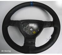 Per Opel Vectra C Nero Perforata Pelle + Striscia Blu Copertura Del Volante