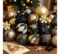 Per Ornamenti Nero e Oro Set 9pz 8cm Plastica for di Natale Mensola Decorazio