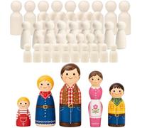 Per Peg Doll Legno da Dipingere, PUYUKO 40 Pezzi Bambola Piolo di Legno 5 Forme 30-60 mm, Figure Familiari da Dipingere per Lavori Fai da Te Creazioni Artistiche e Painted