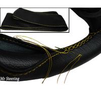 Per Peugeot 307 01-08 Nero Italiano Copertura Del Volante IN Pelle Giallo Punto