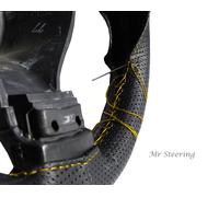 Per Peugeot 407 Nero Perforata Copertura Del Volante IN Pelle Giallo Punto