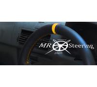 Per Peugeot Boxer Van 2005+ Volante IN Pelle Nera Cover Con Giallo Cinturino