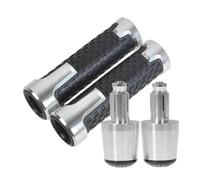 Per Piaggio MP3 250 300 500 HPE Sport Scooter Moto Manopole E Tappi Set Estremità Manubrio contrappeso(Argento)