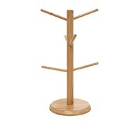per piani di lavoro della cucina colore legno, sei ganci albero tazza di caffè, autoportante in legno porta tazze da caffè, organizzatore da cucina salvaspazio