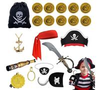 per pirata di Halloween, set di per pirata | Forniture per feste di Halloween,Costume cosplay da capitano pirata di Halloween, include fascia per abito da fan