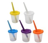 per Pittura a Prova di perdite, con pennelli, Colorata, Senza Spill Paint Cups, Set da 10 coperchi ermetici per aule, Scuola, Artigianato, attività di apprendimento, colorato