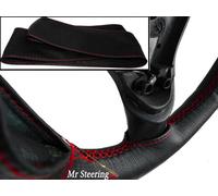 Per Plymouth barracuda 64-66 Nero Copertura Del Volante IN Pelle Cuciture Rosse