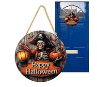 per porta con scritta "Happy Halloween", in legno, 2D, Happy Halloween, capitano pirata, casa stregata, fantasma, decorazione per cortile, casa, parete, camera, cucina, finestra