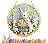 per porta di Pasqua - Cartelli rotondi per porte in acrilico con coniglietto pasquale, decorazioni per cartelli con coniglietto | Ornamento per finestra - per porta d'ingresso, parete, ingresso,