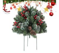 per prato, picchetto per albero di Natale, con mele di pino e bacche rosse, decorazioni artistiche spikes per inserire pannelli nel suolo per portico primavera all'aperto prato