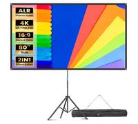per proiettore con treppiede 80 pollici 16:9 4K HD, altezza regolabile, portatile, per , interni ed esterni, per film, , ufficio, viaggi, idea regalo per le feste