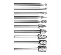per punte Rotary Burrs 3mm Codolo Acciaio Alta per punte Rotary | 10 assortiti, acciaio HSS, per ideale metallo, intaglio per preciso, codolo 3mm