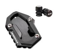 Per R1300GS ADV 2023 2024 2025 CNC Motorcycle Kickstand Pad Foot Side Stand Extension Plate Tire Valve Caps(1Set-Black)