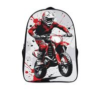 per ragazzo ragazza zaino per la scuola 2 scomparto motociclista tracolla regolabile 3d stampato zainetti azione fuoristrada traspirante zainetto-16，per studenti delle scuole elementari e medie
