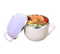 per ramen per microonde con manico, da zuppa da 1,7 l con coperchio, istantanea a doppio strato, per ramen in acciaio, per cottura a noodle, versatile per ramen per