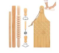 per ravioli, 7 pezzi, in legno, per uso alimentare, mattarello francese per pasta francese, per impasto, pasticceria, cucina, cucina, casa, ristorante, commerciale
