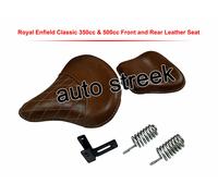 Per Reale Enfield Classico 350 & 500 Anteriore & Retro Pelle Sedile Marrone AS1