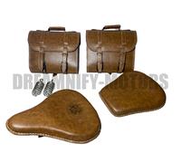 Per Reale Enfield Classico 350/500CC Marroncino Anteriore & Retro Pelle Sedile &