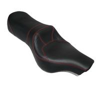 Per Reale Enfield Classico Doppio Sedile Montaggio Nero Leatherite Red Cuciture
