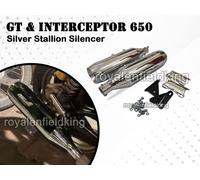 Per Reale Enfield Gt & Interceptor 650 Silver Stallion Silenziatore Lucidato