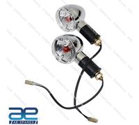Per Reale Enfield Universale Giro Signal Indicatore Set Cromo + Clear Lente Aes