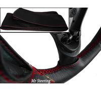 Per Renault Master MK2 Volante IN Pelle Nera Cover 97-10 Cuciture Rosse