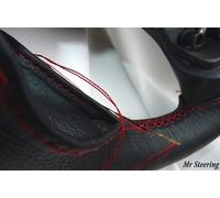 Per Renault R8 Gordini Nero Italiano Volante IN Pelle Cover Cuciture Rosse