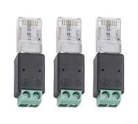 per rj45 a RS485 convertitore da A a PIN4 + B a PIN5, adattatore di rete per trasferimento dati industriale, alloggiamento in metallo e plastica, verde, 3 pezzi