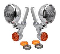 Per Road Per King FLHR 1994-2013 Per Electra Per Street Per Glide FLHX 2014-2021 Faro Per Moto Indicatore Di Direzione Faro Principale Faro Del Motociclo(Black set)