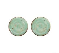 Per robusti piatti in melamina da 21 cm per bordo vintage per robustezza | Per un look retrò con macchie, base verde morbida, marrone rustico per il bordo, stile vintage per ogni tavolo