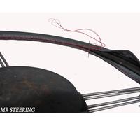 Per Rover P4 1949-1964 Vera Grigio Scuro Volante IN Pelle Cover Cuciture Rosse