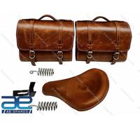 Per Royal Enfield Classic 500 350 Brown Tan Set Di Sedili In Pelle E Borse