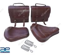 Per Royal Enfield Classico pelle Marrone Sella Borsa Anteriore Sedile Posteriore