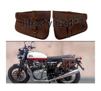 Per Royal Enfield coppia borse marroni in pelle D3 per GT e Interceptor 650cc