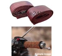 Per Royal Enfield D2 LH e RH Grip coppia avvolgente in pelle marrone ciliegia...