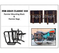 Per Royal Enfield Goan Classic 350 Borse Pannier In Pelle e Tela e Supporto D13