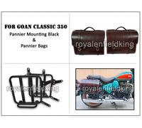 Per Royal Enfield Goan Classic 350 "Borse Pannier In Vera Pelle E Supporto D21"