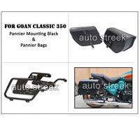 Per Royal Enfield Goan Classic 350 Borse Pannier Nero Con Supporto Sella