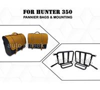 Per Royal Enfield Hunter 350 Borse Pannier In Vera Pelle E Supporto D29