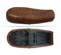 Per Royal Enfield Interceptor & Gt 650 " Touring " Pelle Doppio Marrone Sedile