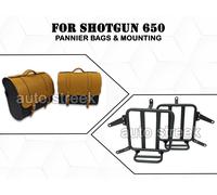 Per Royal Enfield Shotgun 650 Borse Pannier In Vera Pelle E Supporto D29