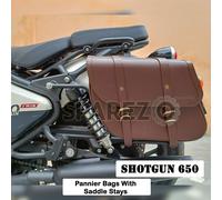 Per Royal Enfield Shotgun 650 "Saddle Stay With Pannier Bags Pair colore...