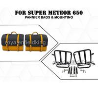 Per Royal Enfield Super Meteor 650 Borse Pannier In Vera Pelle E Supporto D30